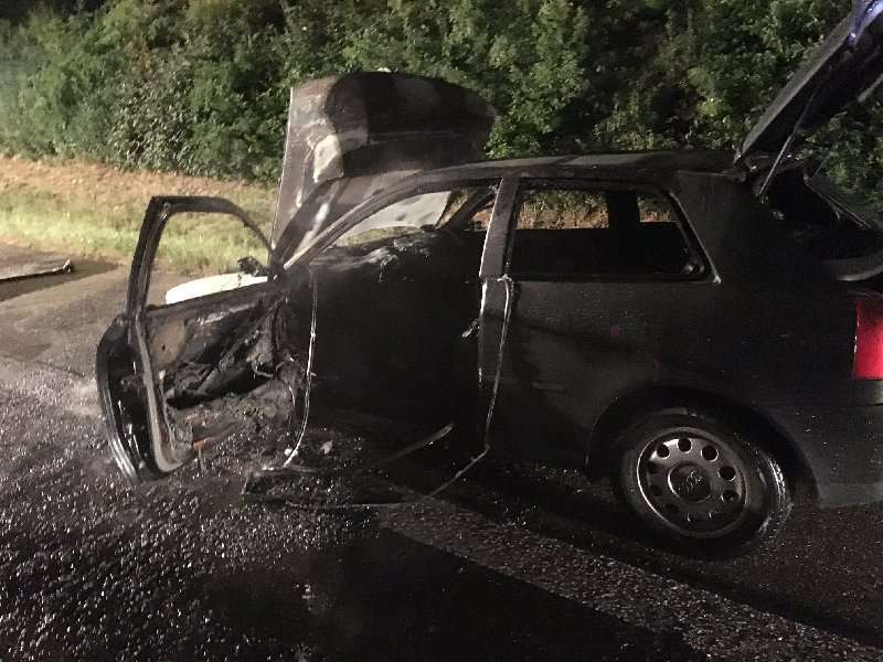 Der ausgebrannte PKW (Foto: Feuerwehr Neustadt)