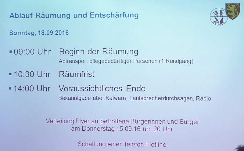 Ablauf Räumung und Entschärfung (Quelle: Stadt Neustadt)