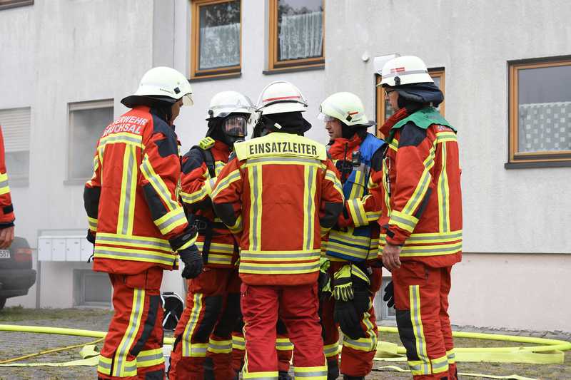 Die Feuerwehrmänner aus Bruchsal am Brandort