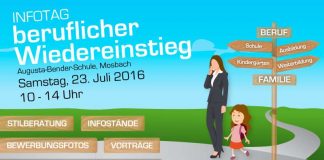 Das Jobcenter Neckar-Odenwald, die Agentur für Arbeit Schwäbisch Hall-Tauberbischofsheim, das Landratsamt Neckar-Odenwald-Kreis und das Netzwerk für berufliche Fortbildung laden am Samstag, 23. Juli zum ersten Infotag „Beruflicher Wiedereinstieg“ ein.