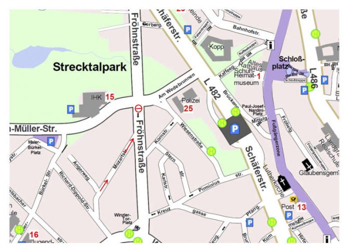 Betroffen ist der Abschnitt zwischen der Kreuzung Adam-Müller-Straße / Am Wedebrunnen bis vor die Einmündung zur Mozartstraße. (Grafik: Stadtverwaltung Pirmasens)