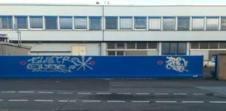 Grafitti an Firmengelände in der Mombacher Hattenbergstraße (Foto: Polizei RLP)