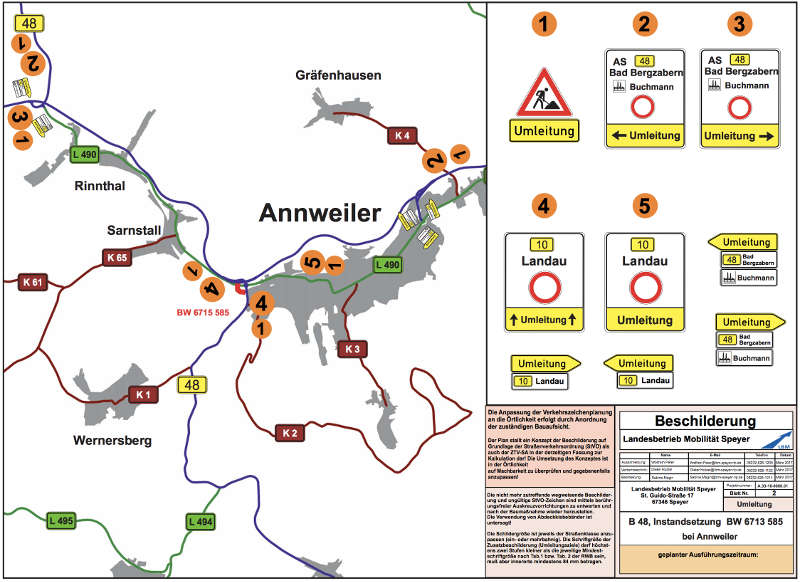 Verkehrszeichenplan (Quelle: LBM Speyer)