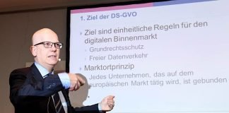 Der Landesbeauftragte für Datenschutz, Prof. Dr. Dieter Kugelmann, erläuterte bei der IHK-Veranstaltung in Mainz, welche Pflichten und Chancen die neuen EU-Regelungen zur Datensicherheit dem Mittelstand bringen. (Foto: IHK Rheinhessen/Kristina Schäfer)