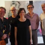 Im Gespräch anlässlich der Ausstellungseröffnung: Wolfgang Glass, Manfred Plathe, Gabriele Köbler, Wolfgang Helfferich und Gerhard Lämmlin (Foto: Wolfgang Nörr)