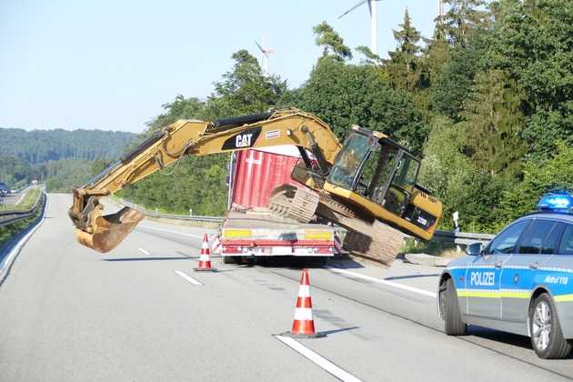 Bagger während des Abladevorgangs