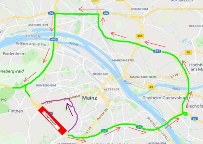 Der Verkehr von Lerchenberg kommend wird ebenfalls über die beschriebene Strecke umgeleitet (Quelle: LBM ABA Montabaur)