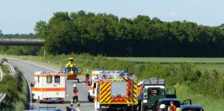 Die Einsatzstelle auf der BAB 65 (Foto: Feuerwehr Neustadt)