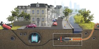 Schematische Darstellung des Spülbohrverfahrens zur Verlegung der Fernwärmeleitung unter der Eckenheimer Landstraße (Foto: Mainova AG)