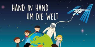 Der Mal­wett­be­werb steht un­ter dem Mot­to „Hand in Hand um die Welt“. (Credit: DLR (CC-BY 3.0))