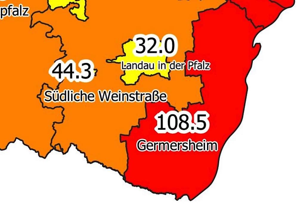 Inzidenzzahlen am 19.02.2021 (Quelle: MdI RLP)