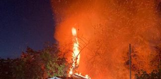 Brand eines Gartenhauses (Foto: Feuerwehr Haßloch)