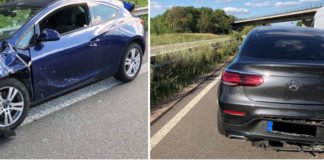 Zwei unfallbeteiligte Fahrzeuge (Foto: Polizei RLP)