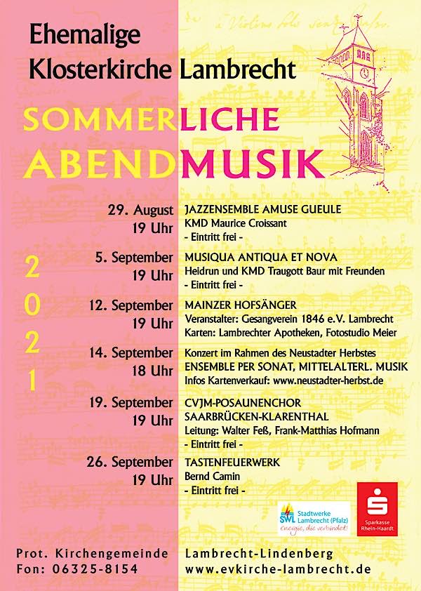 Sommerliche Abendmusik 2021 (Quelle: Prot. Pfarramt Lambrecht-Lindenberg)